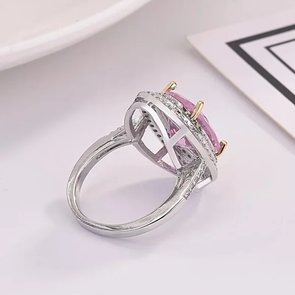 NEW Silver Romantic Pink Diamond Ring - Picture 5 of 6